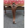 Image 8 : Carved Wooden Chair w/ Pink Floral Upholstered Seat & Back on Wheels 21" x 17" x 37"H