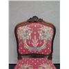 Image 2 : Carved Wooden Chair w/ Pink Floral Upholstered Seat & Back on Wheels 21" x 17" x 37"H