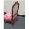 Image 8 : Carved Wooden Chair w/ Pink Floral Upholstered Seat & Back on Wheels 21" x 17" x 37"H