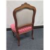 Image 8 : Carved Wooden Chair w/ Pink Floral Upholstered Seat & Back on Wheels 21" x 17" x 37"H