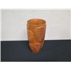 Image 2 : Carved Wooden Vase w/ Leaf Motif 6"Dia, 12"H
