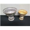 Image 2 : Qty 2 Carved Metal Vases 9"Dia, 8"H  & 5"Dia, 6.5"H