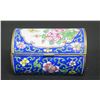 Image 1 : Blue Floral Cloisonne Hinged Trinket Box 5" x 3" x 3.5"H
