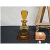 Image 2 : Amber Glass Decanter, Easel, Horse Head, Trinket Box & Multiple Flower Pins