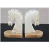 Image 1 : Qty 2 Carved Stone Horse Head Book Ends
