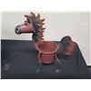 Image 8 : Qty 2 Horse Garden Décor Planters 7"Dia, 22"H & 4.5"Dia, 14"H