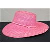 Image 1 : Peter Grimm Woven Pink Wide Brim Straw Hat 6.5" Inside Width, 16"L