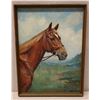 Image 1 : Horse Portrait Painting on Canvas by Patrice Birlay (?), Signed, Framed 19" x 25"