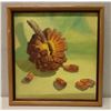 Image 1 : Hula Fruit Painting on Canvas by Paul Yardley 1982, Framed 21" x 22"
