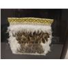 Image 2 : Framed Feather Artwork w/ Woven Yellow Band & Inscription 22" x 23"