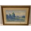 Image 1 : Watercolor Country Landscape Artwork Signed by Artist, Framed 28" x 20"