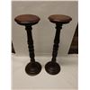 Image 2 : Qty 2 Wooden Pedestal Display Stands 11" Dia, 40"H