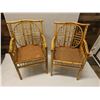 Image 2 : Qty 2 Bamboo Rattan Armchairs 21" x 15" x 34"H (red cushions don't match)