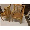 Image 8 : Qty 2 Bamboo Rattan Armchairs 21" x 15" x 34"H (red cushions don't match)