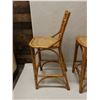 Image 8 : Qty 2 Bar-Height Bamboo Rattan Chairs w/ Woven Cane Seats 18" x 16" x 44"H