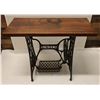 Image 1 : Wooden Table w/ Singer Sewing Machine Base, Foot Pedal 37" x 17" x 29"H