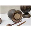 Image 8 : Grouping of Coconut Shell Bowls, Small Plates, Spoons, etc. Misc Sizes