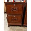 Image 2 : Qty 3 Wooden 2-Drawer Cabinets w/ Carved Bird Motif 24" x 19" x 30"H (each)