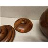 Image 9 : Large Footed Wooden Umeke Bowl with Lid (broken, needs repair)