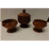 Image 1 : Qty 3 Turned Koa Wood Umeke Bowls w/ 1 Lid, Misc Sizes