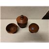 Image 2 : Qty 3 Turned Koa Wood Umeke Bowls w/ 1 Lid, Misc Sizes