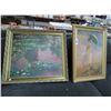 Image 1 : Framed Wall Art Water Lilies by Claude Mona Woman w/Umbrella