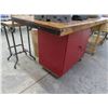 Image 2 : 4' Rolling Metal Cabinet w/Wooden Countertop