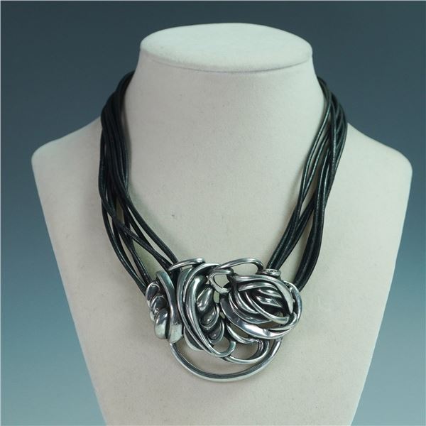 Connie Bates Camelia Multi-Strand Vinyl & Metal Statement Necklace