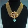 Image 1 : Connie Bates Collar, Gold Mesh Necklace with Abstract Pendant