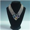 Image 1 : Connie Bates Collar, Multi-Strand Necklace w/Geometric Rhinestone Pendant