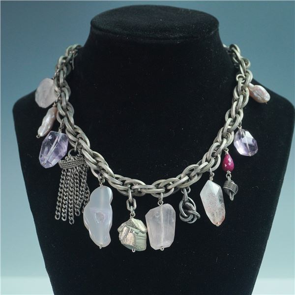 Connie Bates Eclectic 15"L Charm Necklace with Natural Gemstone Accents