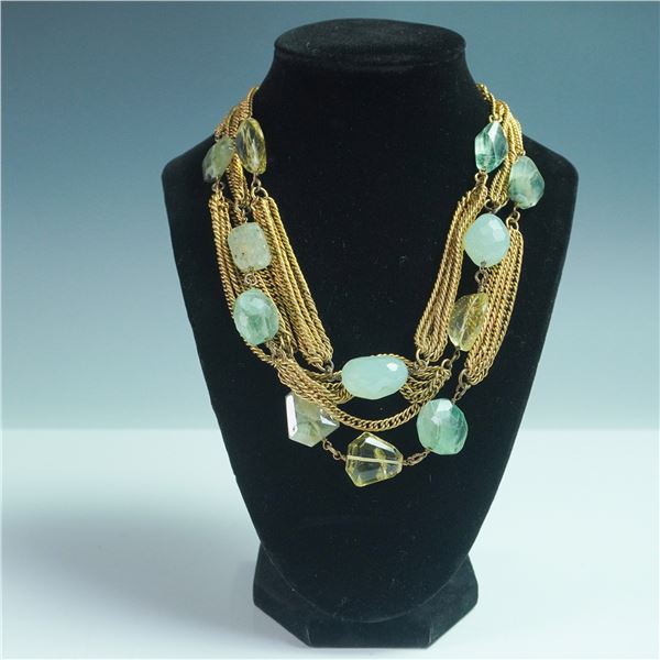 Connie Bates Gold Tone Multi-Strand Necklace with Faceted Gemstones