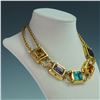 Image 2 : Connie Bates Gold-Tone Statement Necklace with Multi-Colored Glass Stones