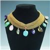 Image 1 : Connie Bates Gold-Toned Mesh Collar with Semi-Precious Stones
