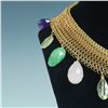 Image 2 : Connie Bates Gold-Toned Mesh Collar with Semi-Precious Stones