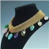 Image 3 : Connie Bates Gold-Toned Mesh Collar with Semi-Precious Stones