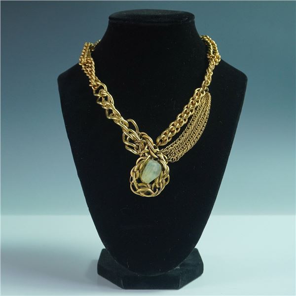 Connie Bates Gold-Toned Multi-Strand Necklace with Caged Pendant