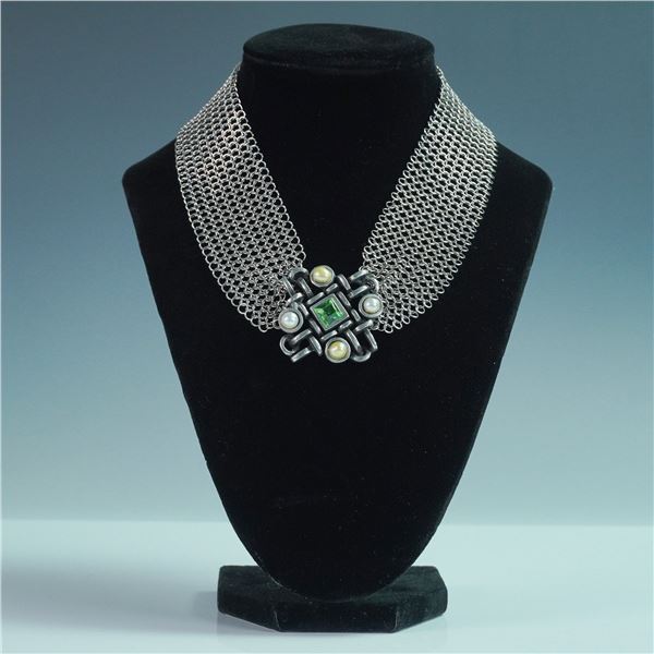 Connie Bates Mesh Choker with Gemstones