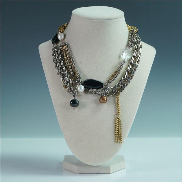 Connie Bates Mixed Metal and Beaded Statement Necklace