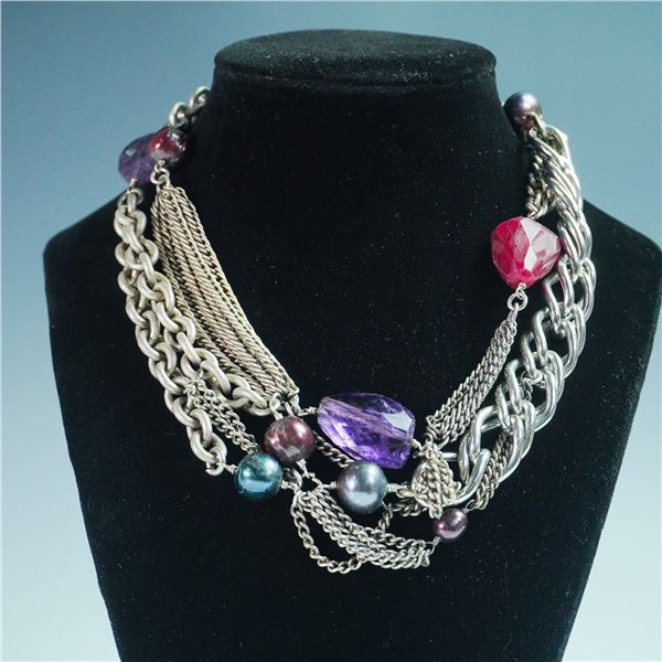 Connie Bates Mixed Metal and Gemstone Statement Necklace