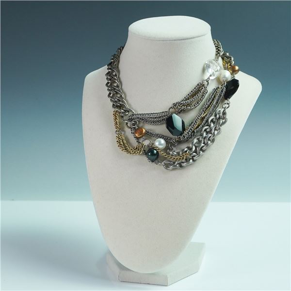 Connie Bates Mixed Metal and Stone Multi-Strand Choker Necklace