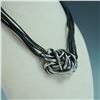 Image 2 : Connie Bates Scribble, Vinyl Necklace with Freeform Metal Design