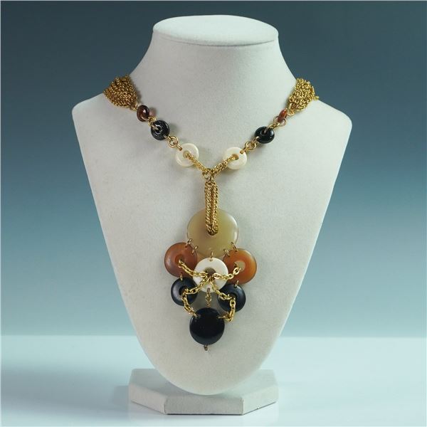 Connie Bates Statement Multi-Strand Buffalo Horn Necklace with Pendant