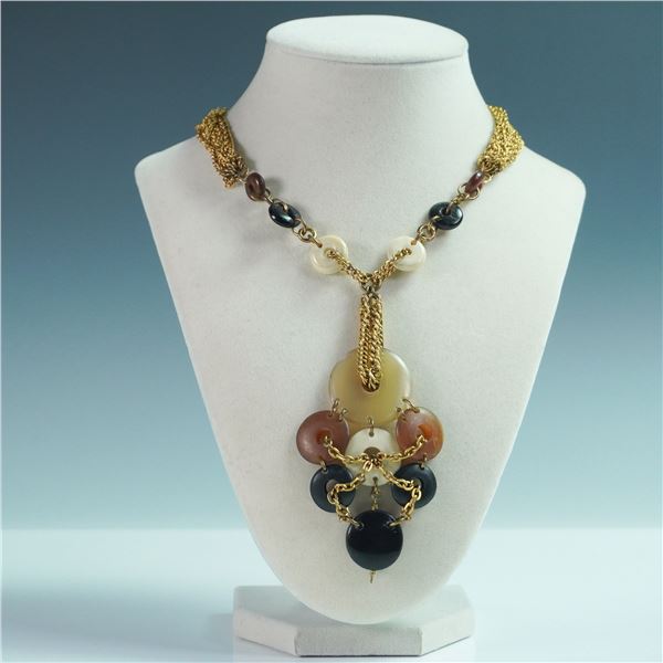 Connie Bates Statement Multi-Strand Buffalo Horn Necklace with Pendant