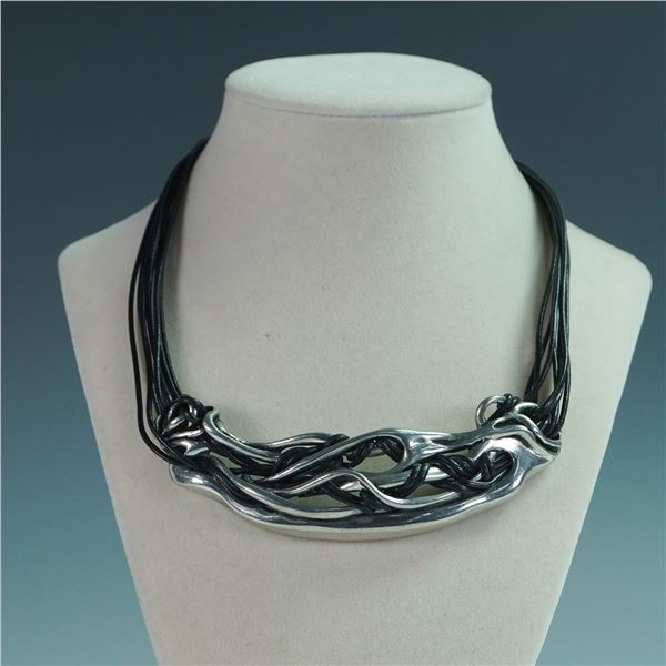 Connie Bates Vine, Metal and Vinyl Strand Necklace
