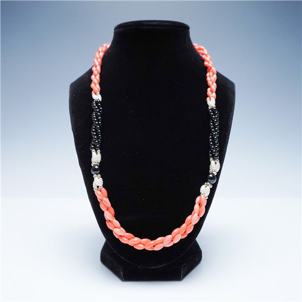 Braided Multi-Strand Beaded Necklace