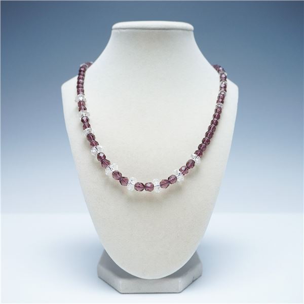 Faceted Purple and Clear Glass Bead Necklace