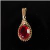 Image 1 : 10K Gold Pendant with Red Simulated Gemstone