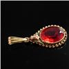 Image 3 : 10K Gold Pendant with Red Simulated Gemstone