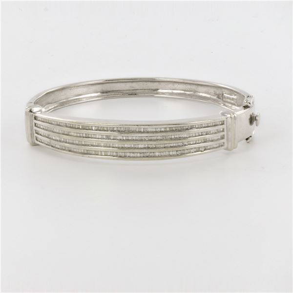 Exquisite Vintage 14K White Gold and Diamond Bangle Bracelet